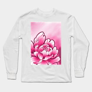 hot pink peony flower closeup Long Sleeve T-Shirt